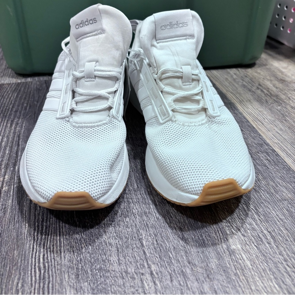 Adidas white/ white gum sole